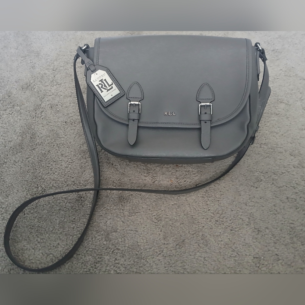 Grey Leather Ralph Lauren Purse